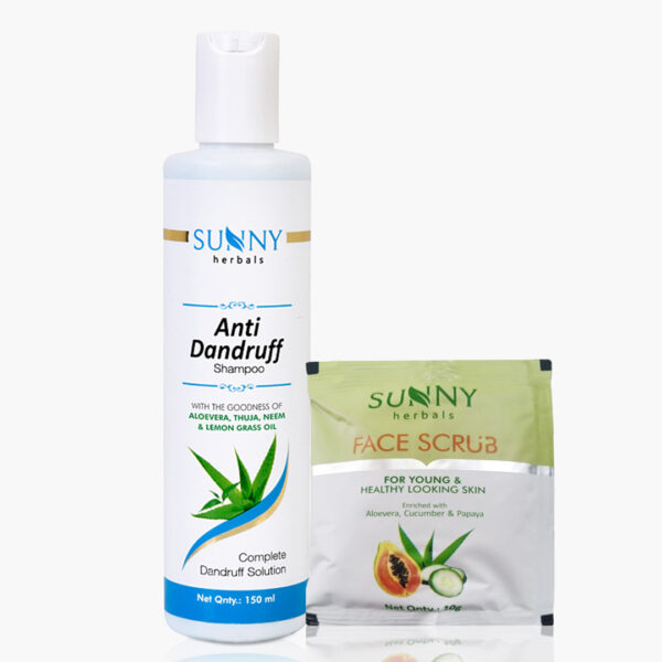 SUNNY HERBALS ANTI DANDRUFF SHAMPOO 150ML WITH FACE SCRUB 10 GM