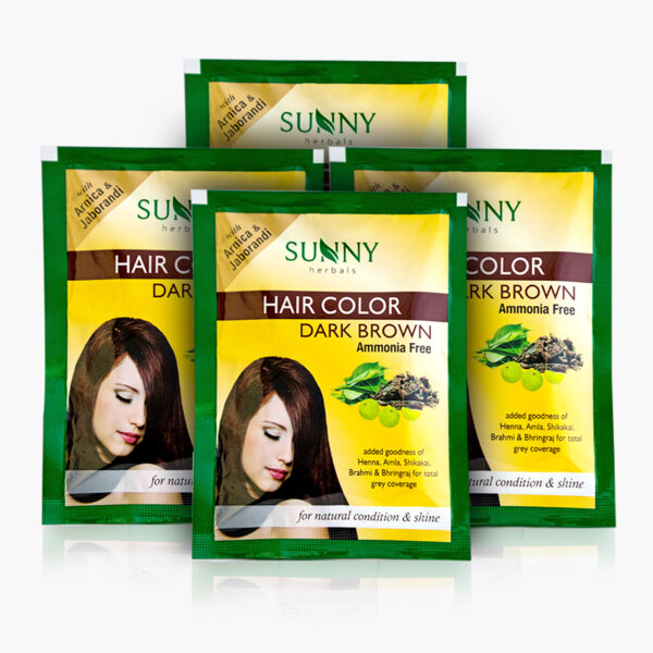 SUNNY HERBALS HAIR COLOR-DARK BROWN (PACK OF 4)