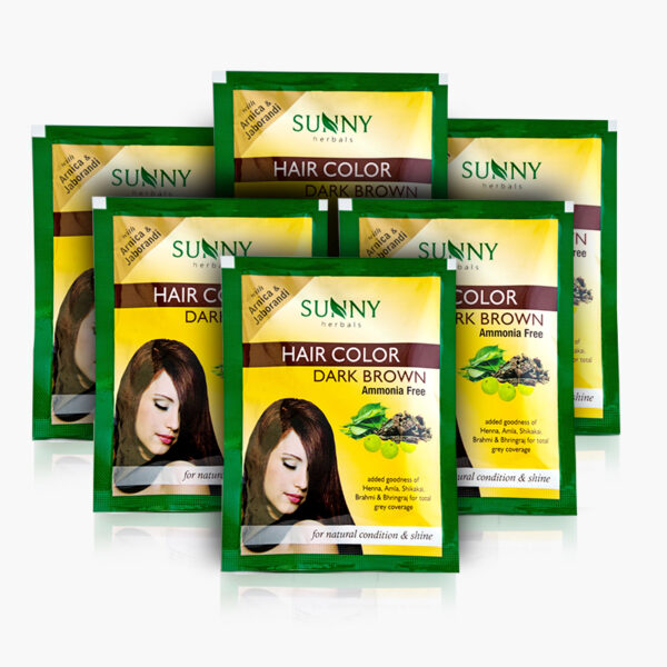 SUNNY HERBALS HAIR COLOR-DARK BROWN (PACK OF 6)
